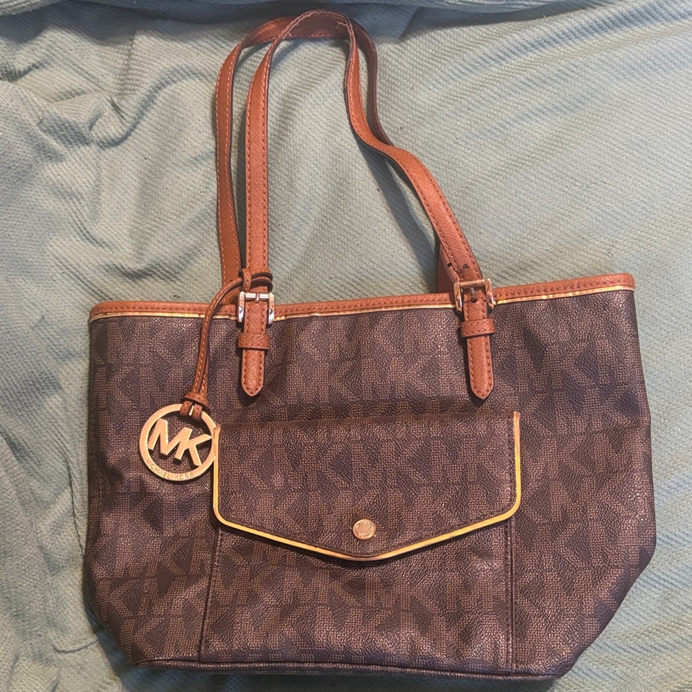 Michael Kors Brown and Tan Tote Bag
